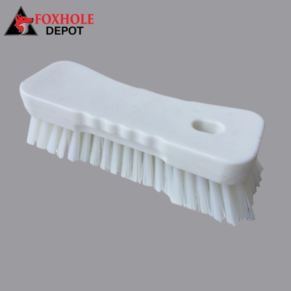 8" White Handheld Scrub Brush