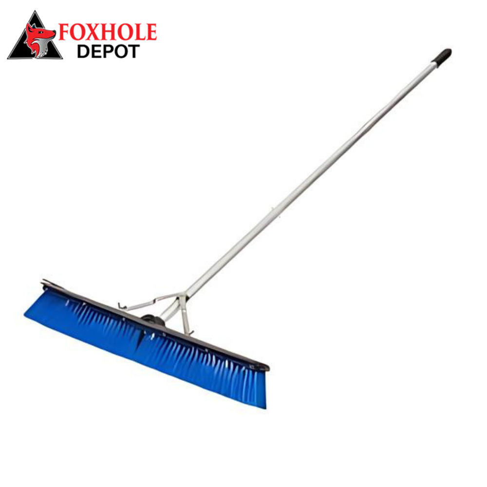 Sweep Complete 18" Push Broom with Blue Unflagged Bristles and 60" Handle with Squeegee