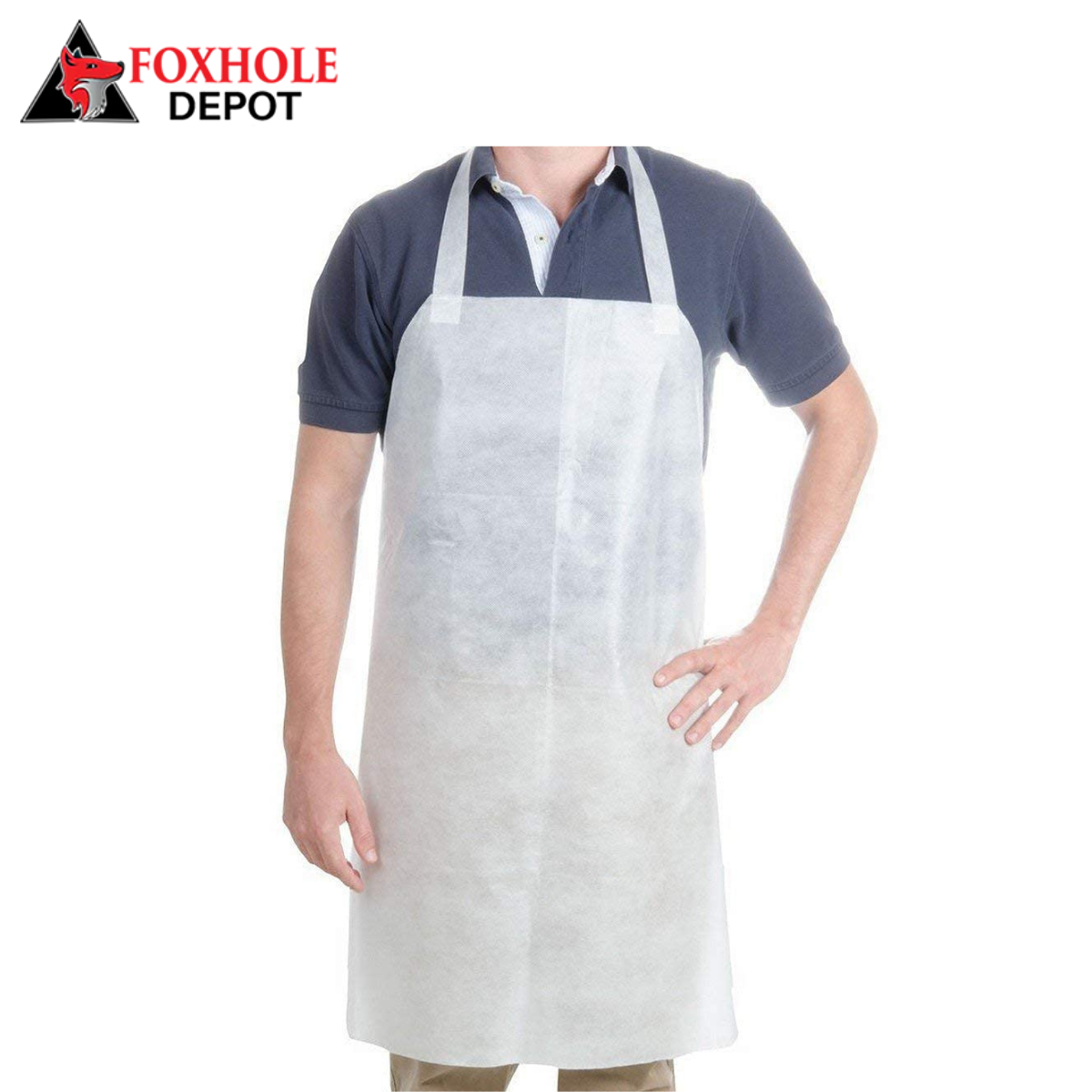 28″ x 46″ Reusable Water Resistant Non-woven Apron White - 10/Pack