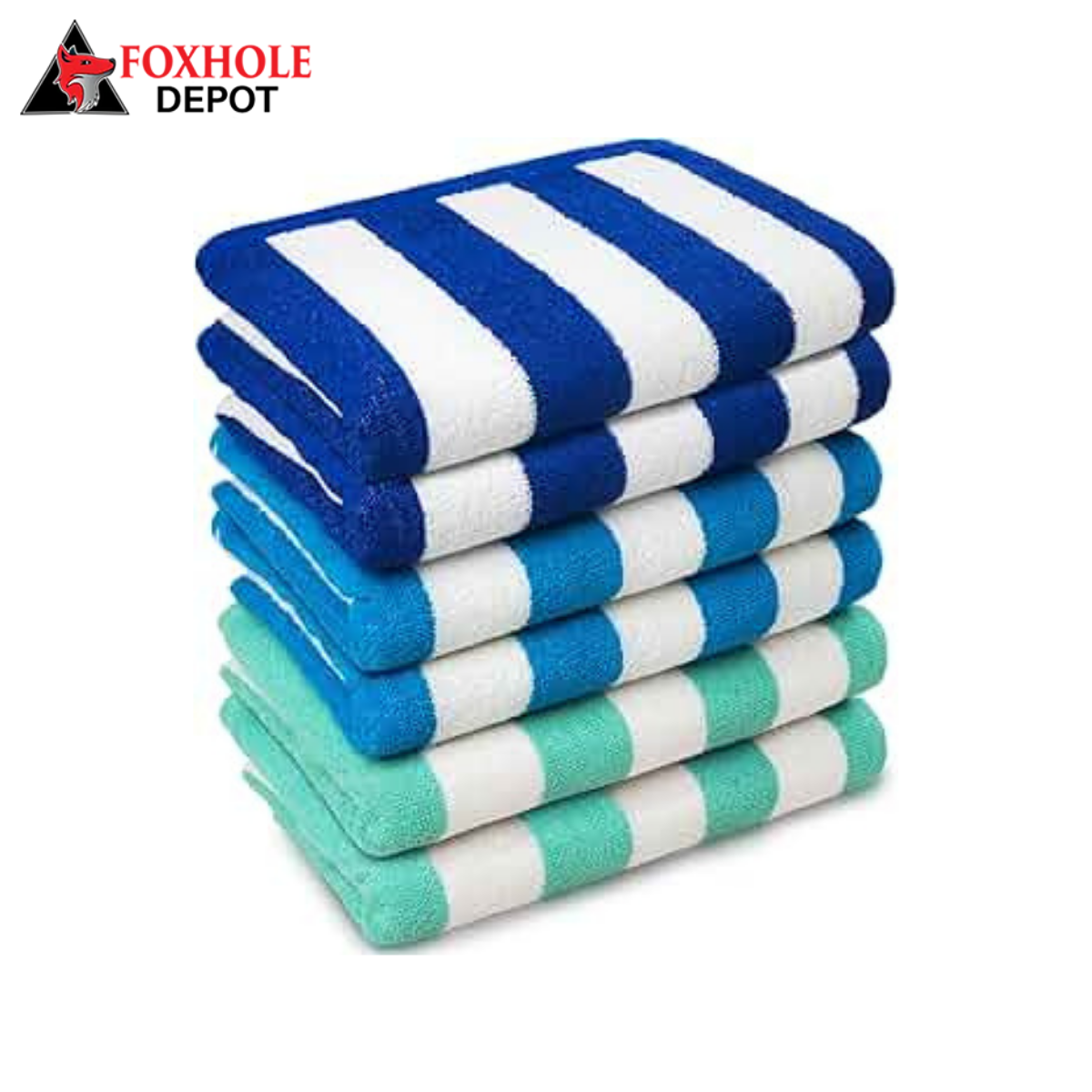 30 x 70 15LB Beige Stripe Cabana Towels - Blue Stripe