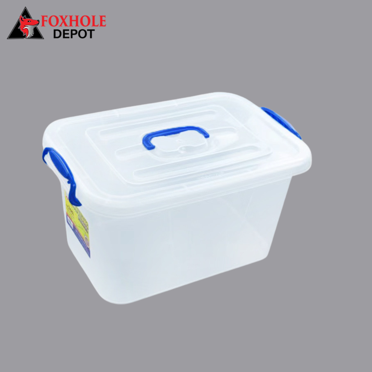 55L / 14.53  Gallon Clear Plastic Storage Box Container with Handle and Latches - 4/Case