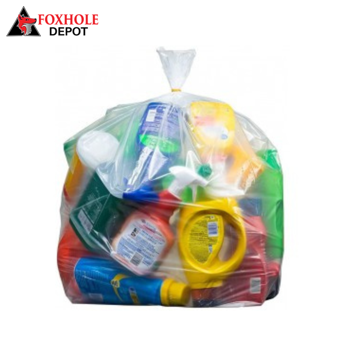 56 Gallon Trash Bags 1.5 Mil, 43"W x 47"H, Clear, 100 / Case