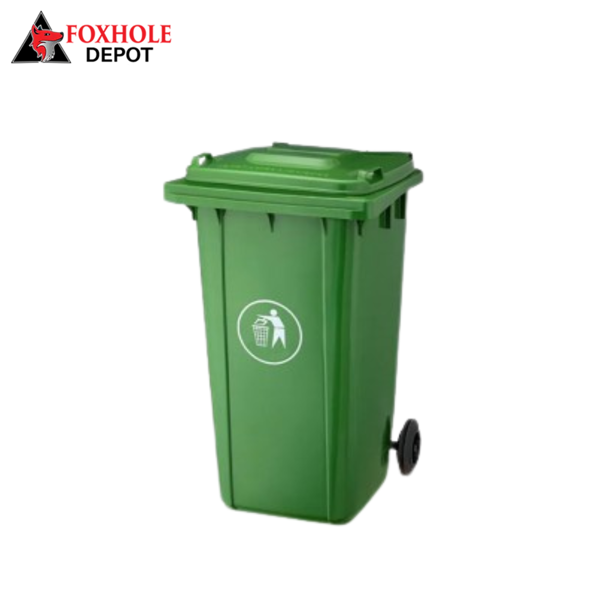 64 Gallon Green Wheeled Rectangular Trash Can with Lid