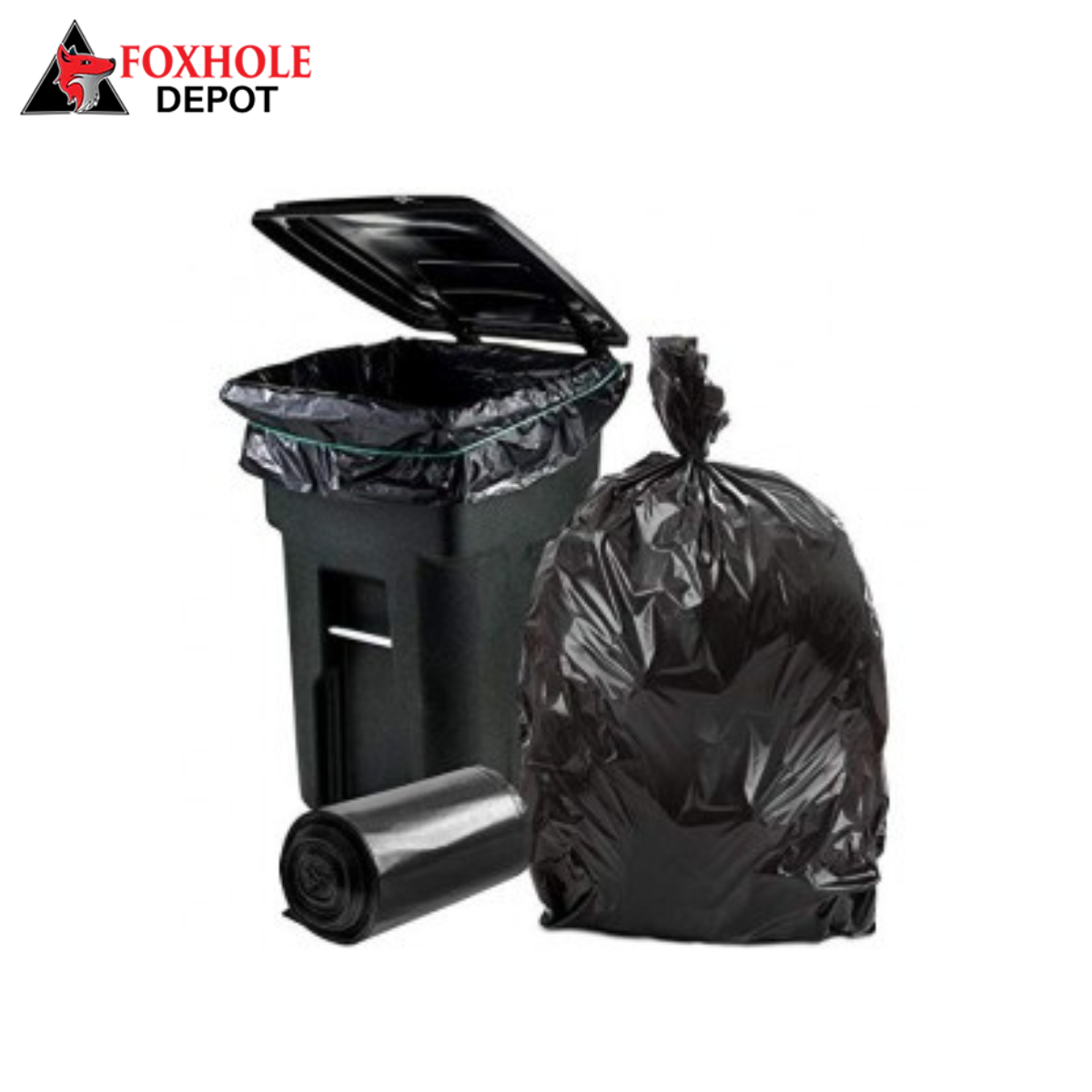 65 GallonExtra Heavy Trash Bags,3.0 Mil, 50"W x 48"H, Black, 50/Case