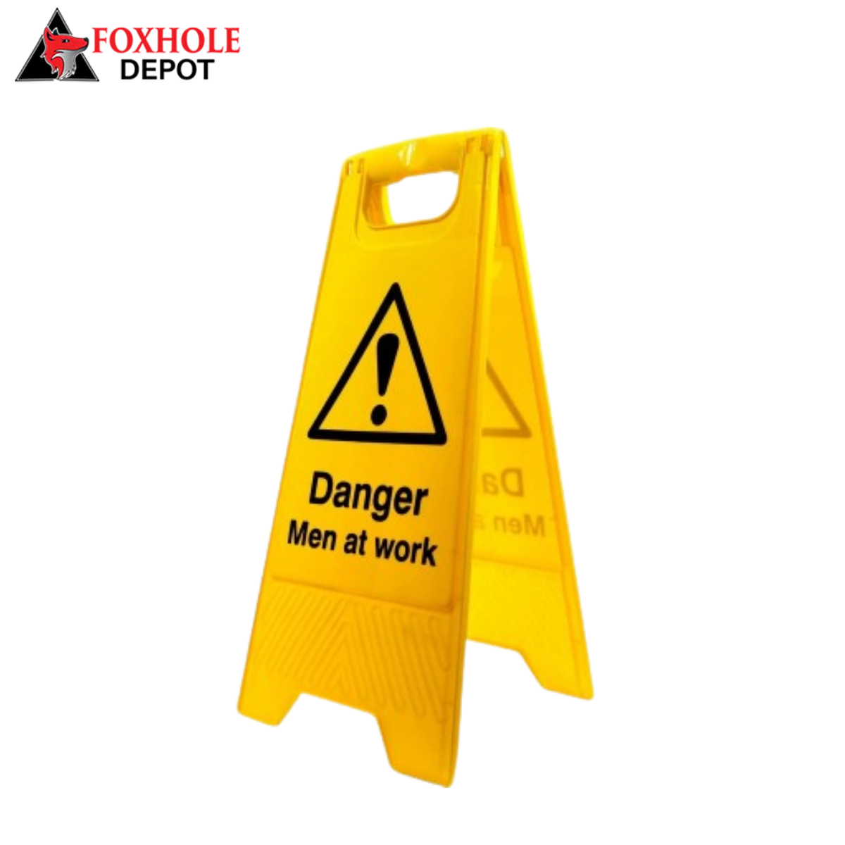 Yellow 2-Sided Danger Men At Work Sign Plastic Warning Sign - 20/Case