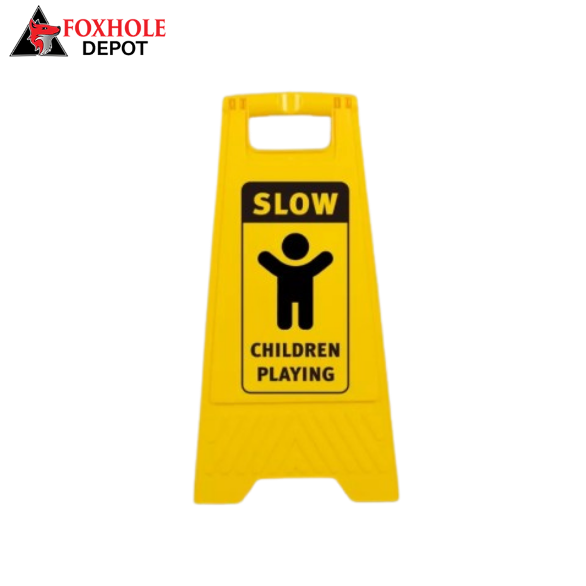 Yellow 2-Sided Slow Children Playing Sign Plastic Warning Sign - 20/Case