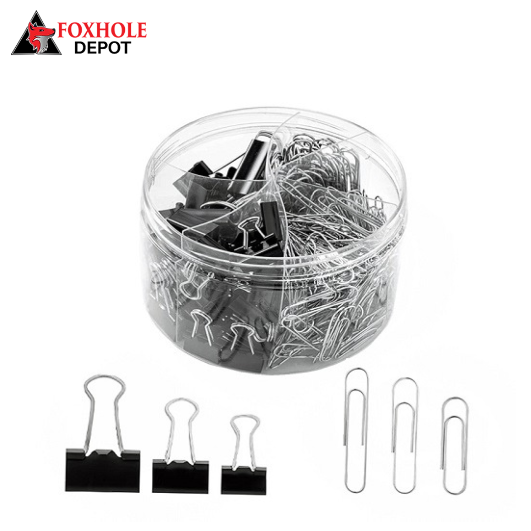 Binder Clips Paper Clips, Office Clips Set - Assorted Sizes, Black/silver - 340pcs