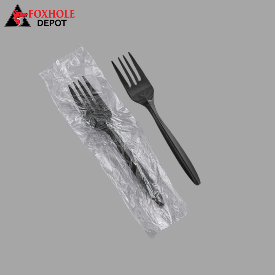 Individually Wrapped Medium Weight Plastic Forks - 1000/Case - Black