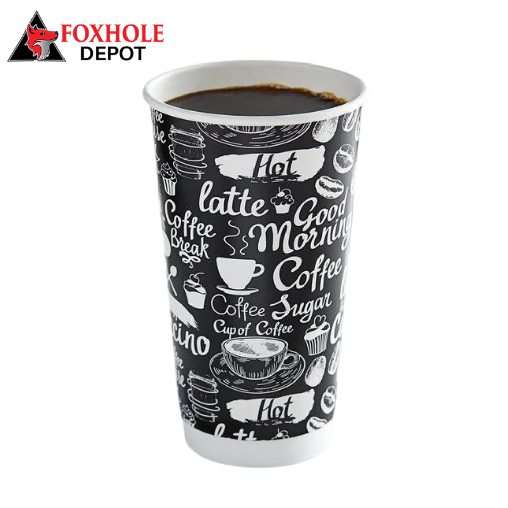 Choice 20 oz. Coffee Break Print Smooth Double Wall Paper Hot Cup - 500/Case