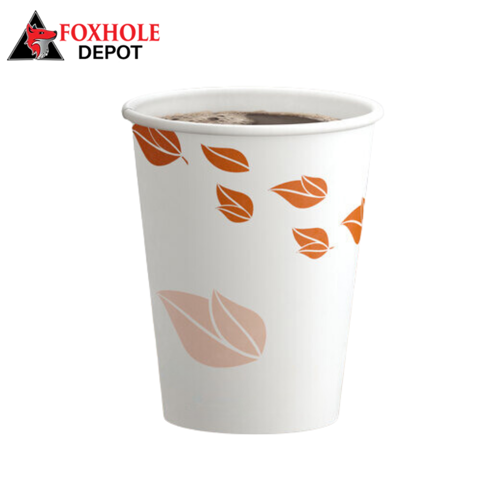 EcoChoice 12 oz. Leaf Print Compostable Paper Hot Cup - 1000/Case