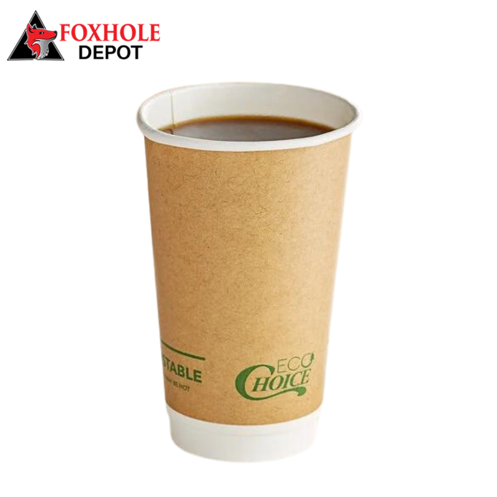 EcoChoice 16 oz. Smooth Double Wall Kraft Compostable Paper Hot Cup - 500/Case