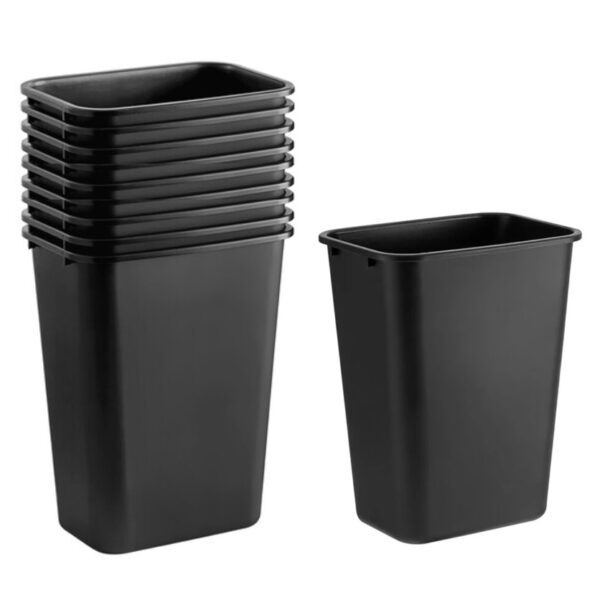Black Rectangular Trash Can - 10/Case - Image 2