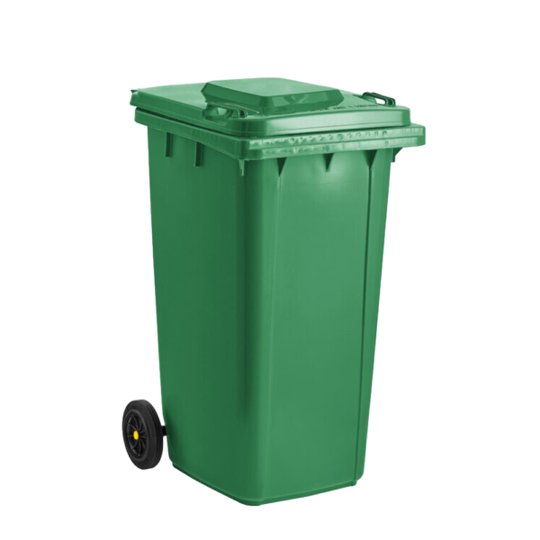 174 Gallon Green Wheeled Rectangular Trash Can with Lid