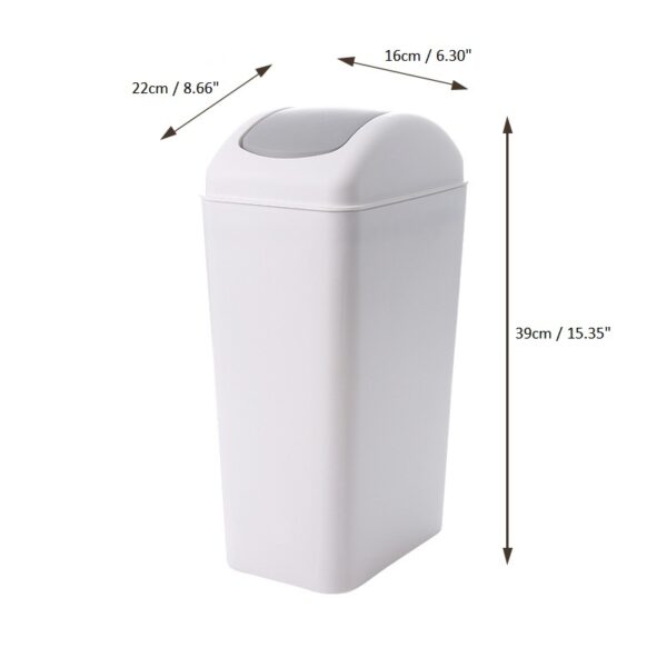 3 Gallon / 12 Quart Waste Basket Rectangular Trash Can with Removable Swing-Top Lid - 8/Case - Image 5