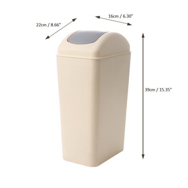 3 Gallon / 12 Quart Waste Basket Rectangular Trash Can with Removable Swing-Top Lid - 8/Case - Image 6