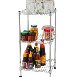3-Tier Wire Shelving Rack Metal Storage Shelf Unit for Laundry Bathroom Kitchen Pantry Closet, Silver