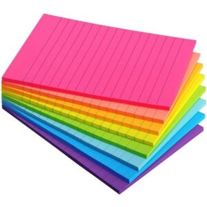 4x6 Lined Sticky Notes Colorful Super Sticking Memo/Post It Pads 45 Sheets/pad, 8 Pads/Pack
