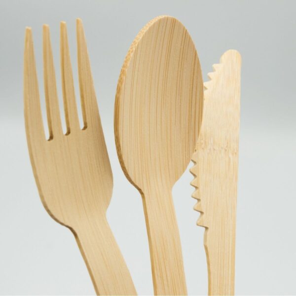 6.7" Disposable Wrapped Bamboo Cutlery Set with Napkin - 1000/Case - Image 2