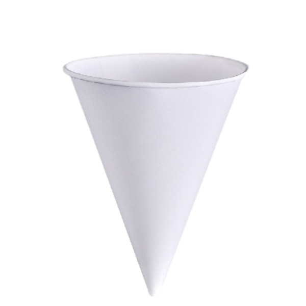 4 oz. White Roll Rim Cone Cups  5000/Case