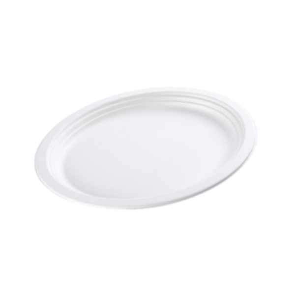 White Oval Compostable Fiber Plate Platters 12.5"x10" - 500/Case