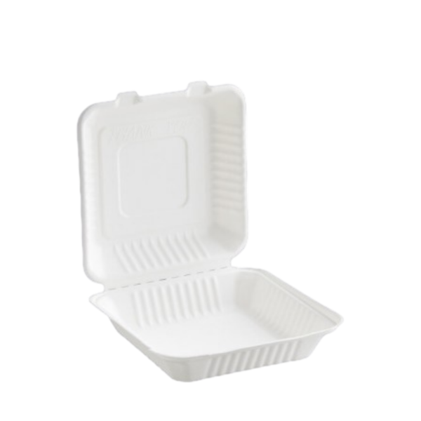 Compostable Bagasse To Go Box (1 Compartment) 9" x 9" x 3" - 200/Case