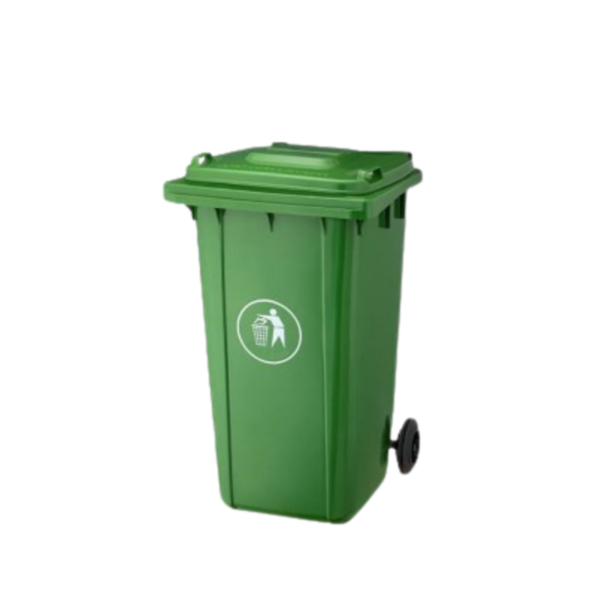 64 Gallon Green Wheeled Rectangular Trash Can with Lid