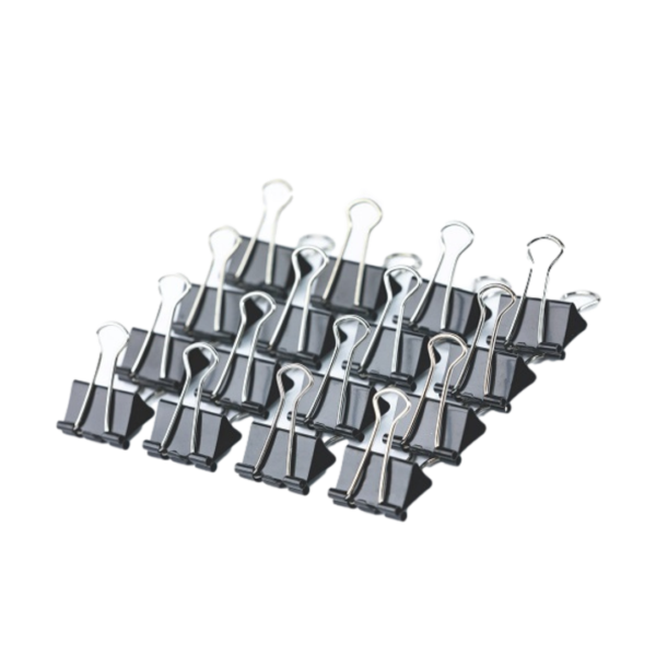 Black Medium Binder Clips 1.25 Inch (32mm) - 72/Pack