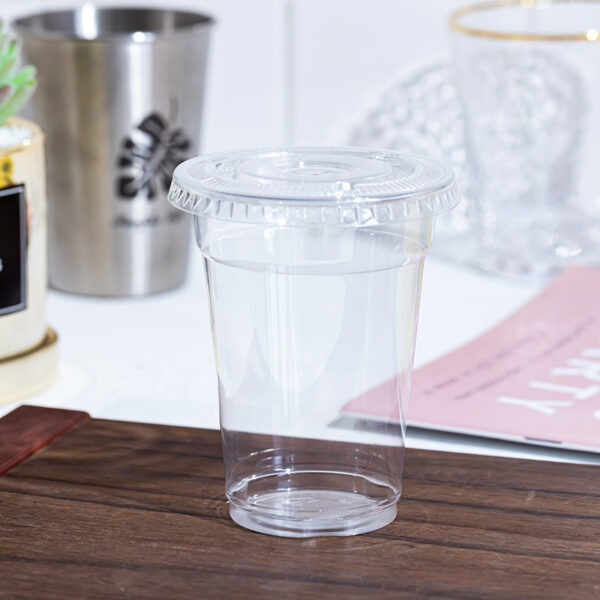 9oz. Clear PET Plastic Tall Cold Cups with Flat Lids Straw Slot - 1000 Sets - Image 2