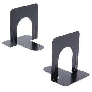 Black Heavy-Gauge Steel Economy Bookends 4 3/4" x 5 1/4" x 5" - 12 Pairs/Pack