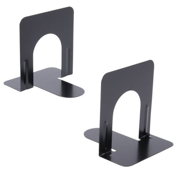 Black Heavy-Gauge Steel Economy Bookends 4 3/4" x 5 1/4" x 5" - 12 Pairs/Pack