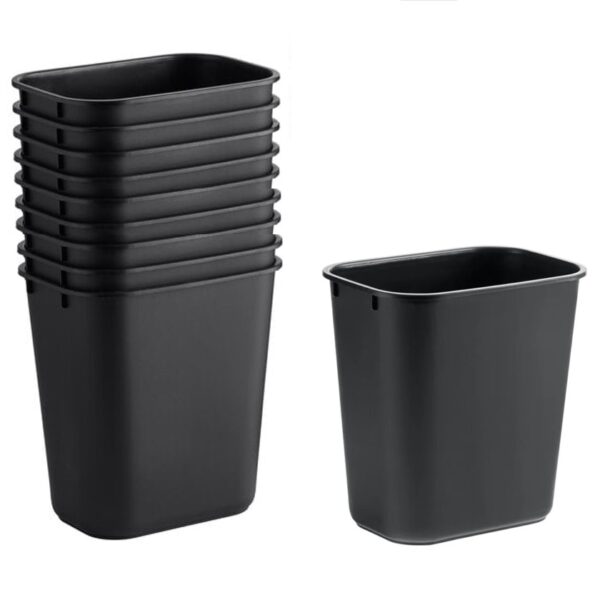 Black Rectangular Trash Can - 10/Case