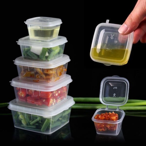 Clear Plastic Souffle Portion Cups Square Sauce Containers - Image 2