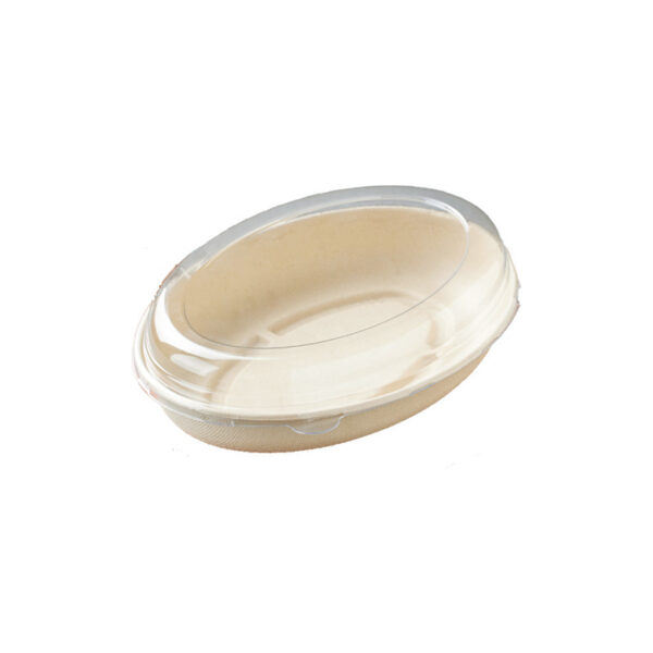 Compostable Fiber Burrito Bowl with Clear Lid - 300/Case - Image 2