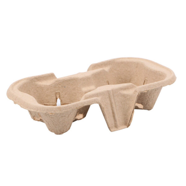 Compostable Pulp Fiber 2 Cup Carrier - 600/Case