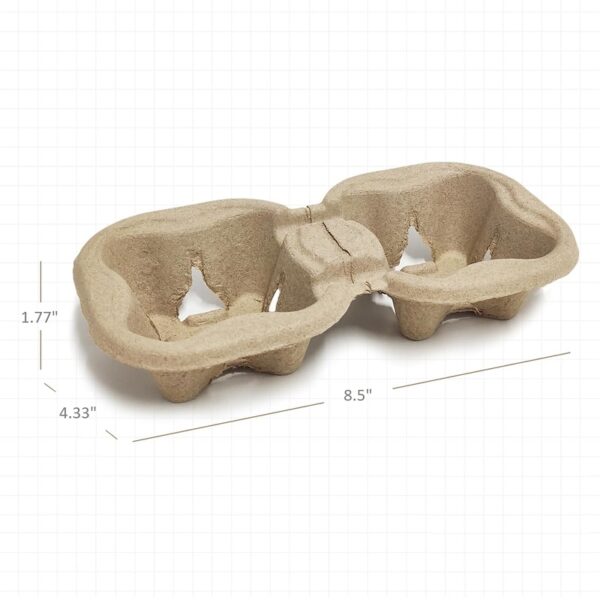 Compostable Pulp Fiber 2 Cup Carrier To Go Coffee Cup Holder - 600/Case - Image 2