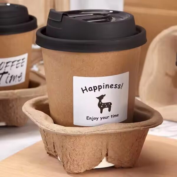 Compostable Pulp Fiber Single Cup Carrier - 1000/Case - Image 3