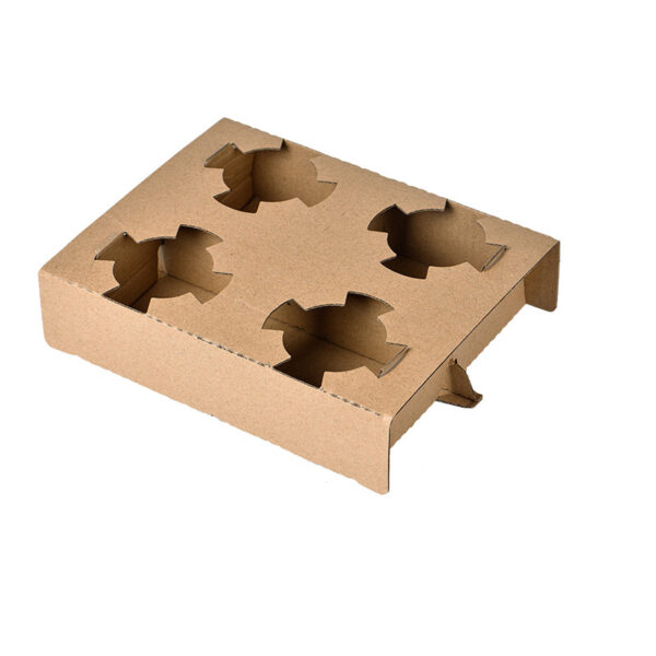 Corrugated Paper 4 Cup Holder - 500/Case
