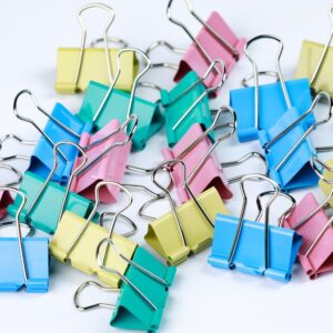 Assorted Color Medium Binder Clips 1.25 Inch (32mm) - 48/Pack