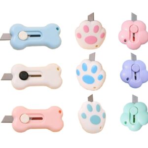 9 Pieces Retractable Utility Knife/Mini Box/Art Cutters with Keychain Hole