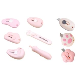 9 Pieces Retractable Utility Knife/Mini Box/Art Cutters with Keychain Hole (Cute Shapes)