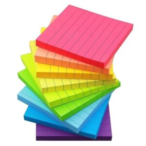 3x3 Lined Sticky Notes Colorful Sticking Memo Pads 82 Sheets/pad, 8 Pads/Pack