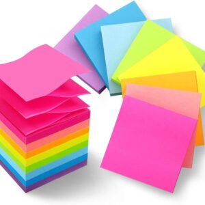 3x3 Pop Up Sticky Notes, Bright Colors Self-Stick Notes Pads, Easy to Post 82 Sheets/pad, 8 Pads/Pack