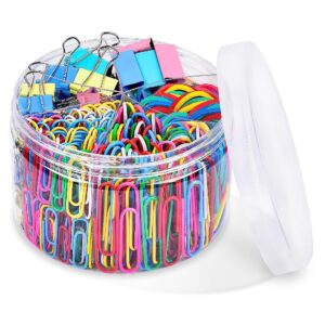 Binder/Paper/Office Clips, Paper Clamps, Paper clips, Rubber Bands Assorted Sizes & Colors - 250pc Set