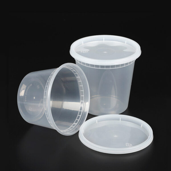 Heavy Duty Plastic Microwavable Deli Containers with Lids - 240/Case - Image 3