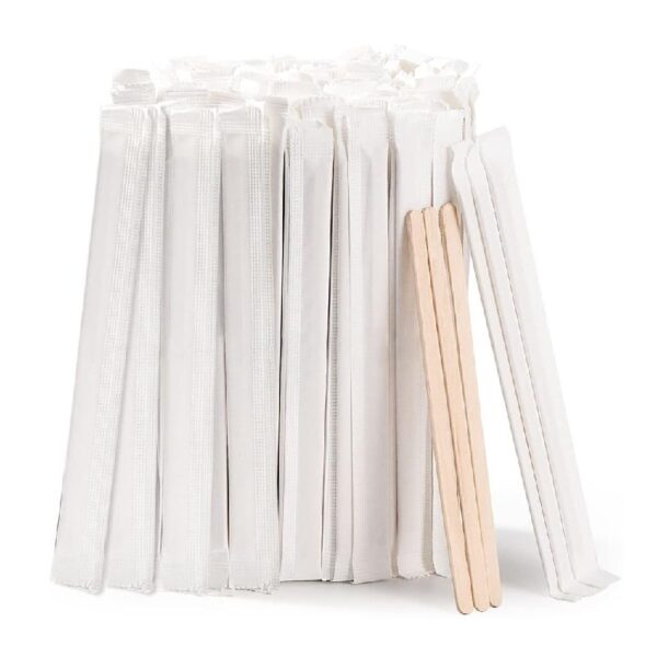 Individually Wrapped Wood Coffee / Drink Stirrers - 10,000/Case