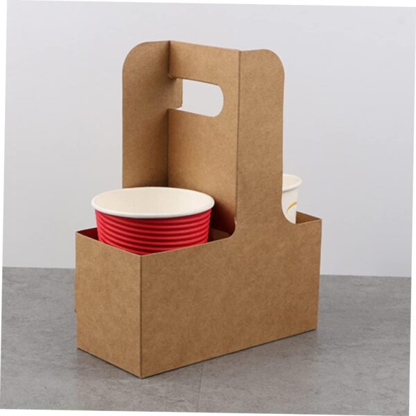 Kraft Paper 2 Cup Holder with Handle - 200/Case - Image 2