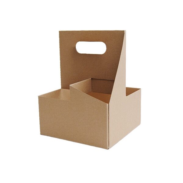 Kraft Paper 4 Cup Holder with Handle - 200/Case