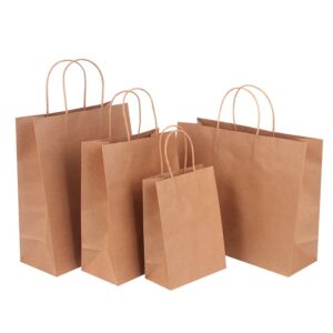 Kraft Paper Shopping Bags with Handle - 250/Pack