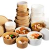Paper Food Bowls/Cups with Vented Paper Lid - 300 Sets