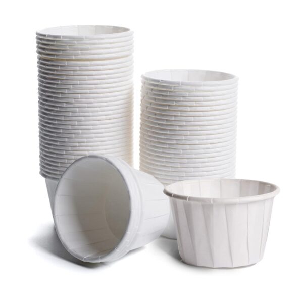 0.5, 0.75, 1, 1.25, 2, 3.25, 4 and 5.5 oz. White Paper Souffle Cups Portion Container - 5000/Case